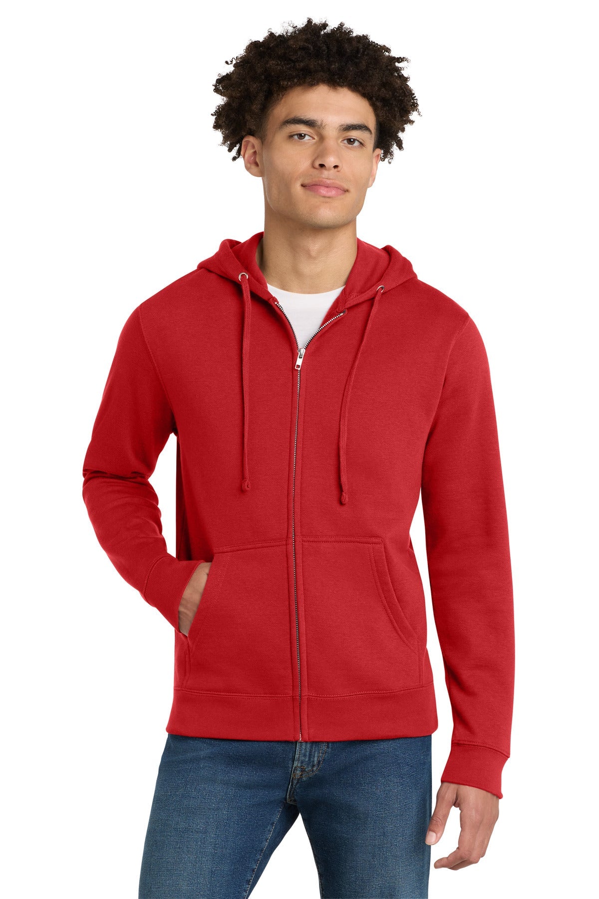 District V.I.T. Fleece Full-Zip Hoodie DT6102 in Classic Red