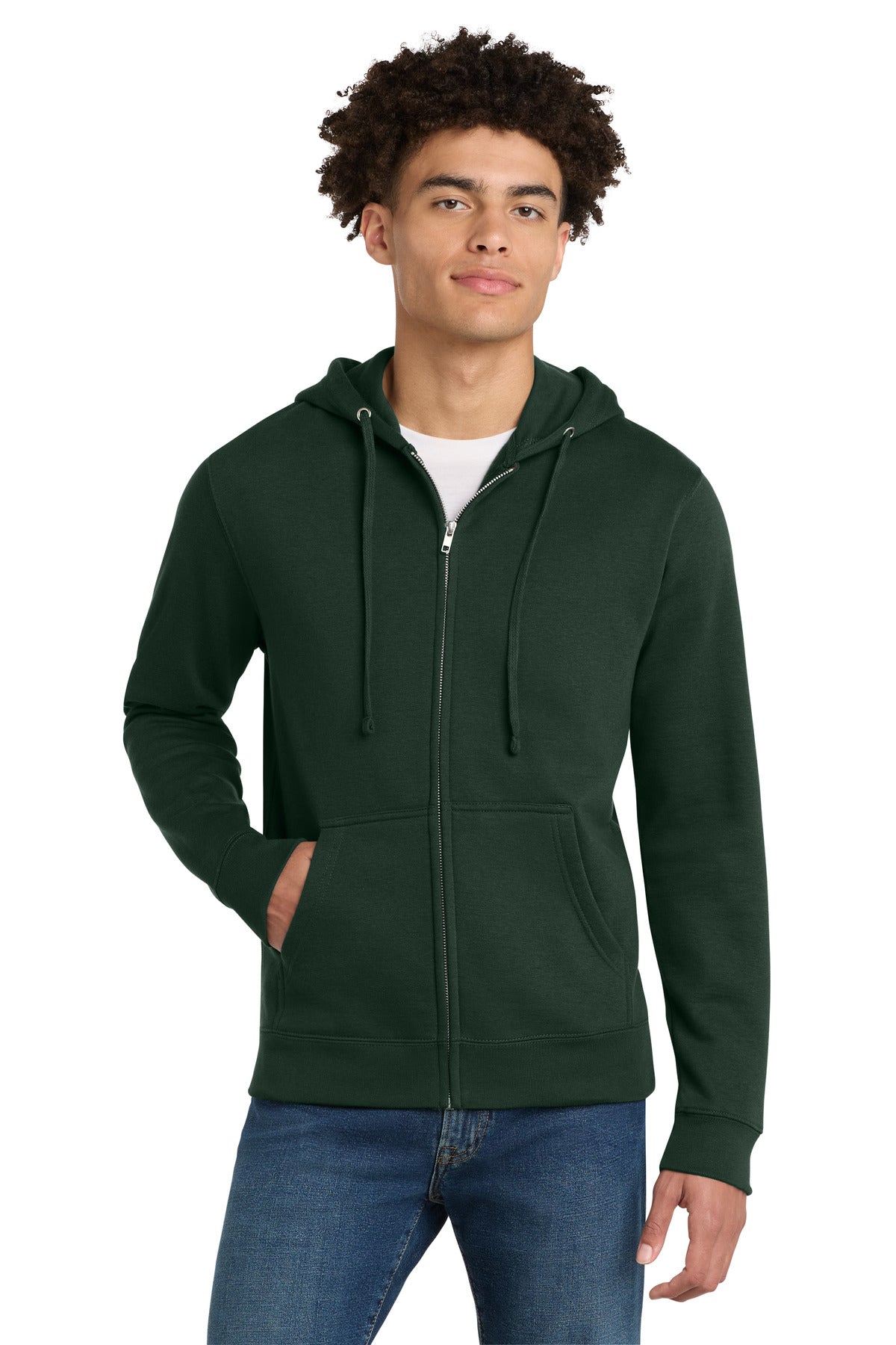 District V.I.T. Fleece Full-Zip Hoodie DT6102 in Forest Green