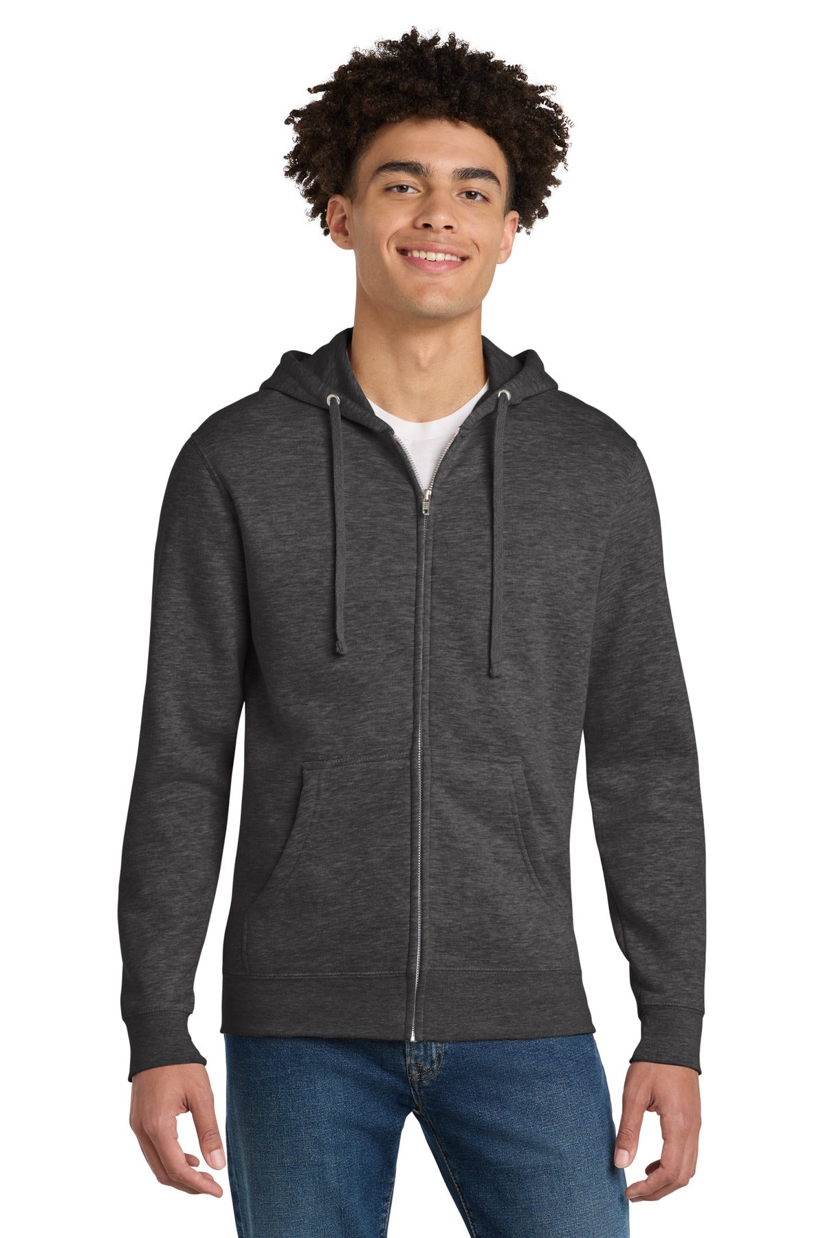 District V.I.T. Fleece Full-Zip Hoodie DT6102 in Heathered Charcoal