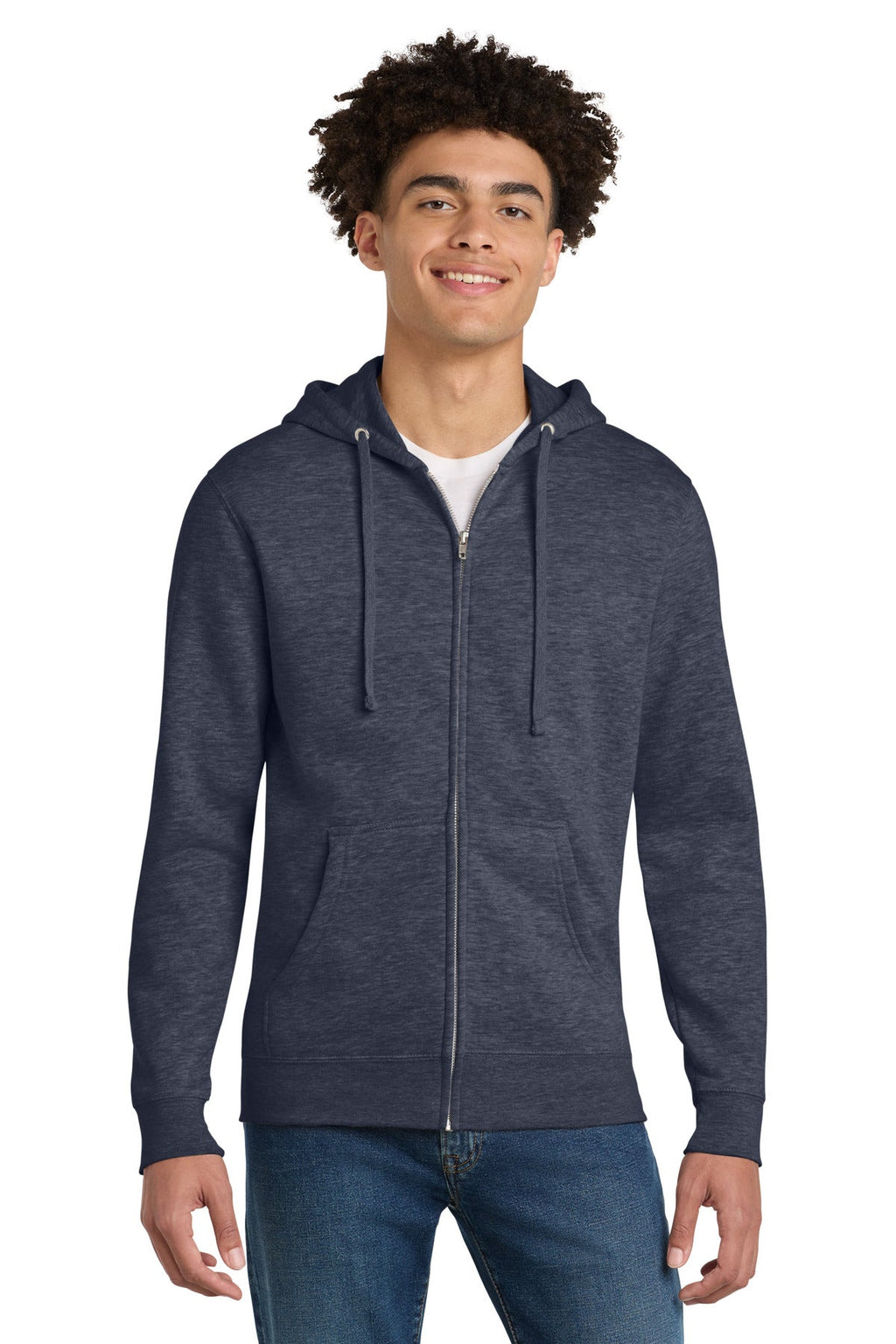 District V.I.T. Fleece Full-Zip Hoodie DT6102 in Heathered Navy