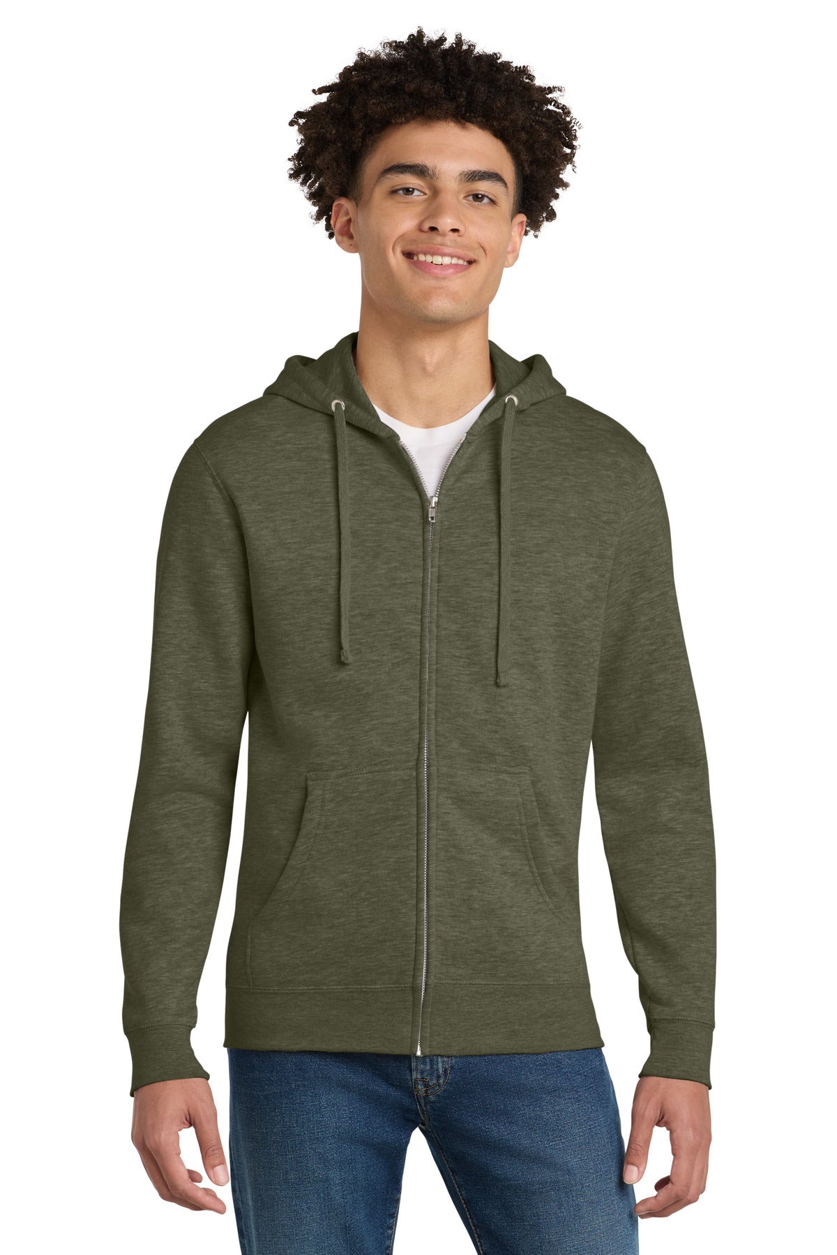 District V.I.T. Fleece Full-Zip Hoodie DT6102 in Heathered Olive