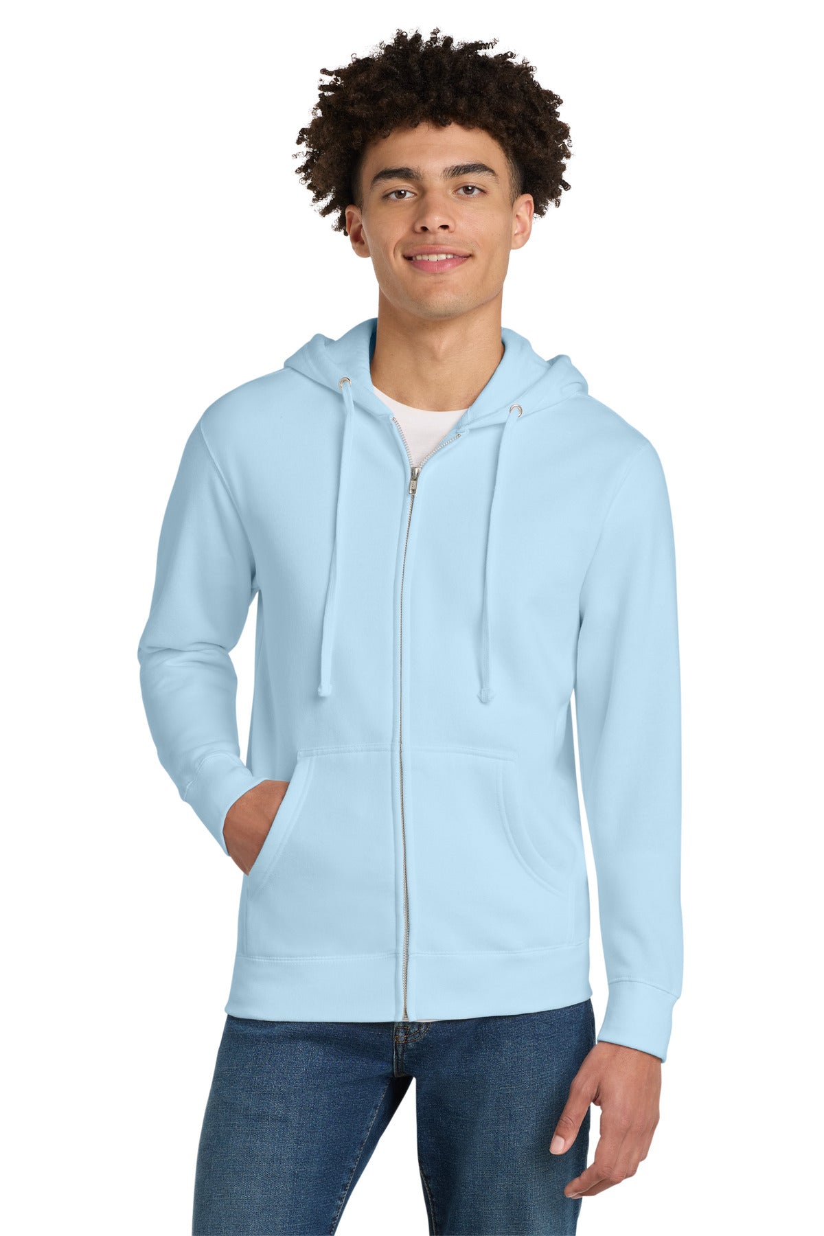District V.I.T. Fleece Full-Zip Hoodie DT6102 in Ice Blue