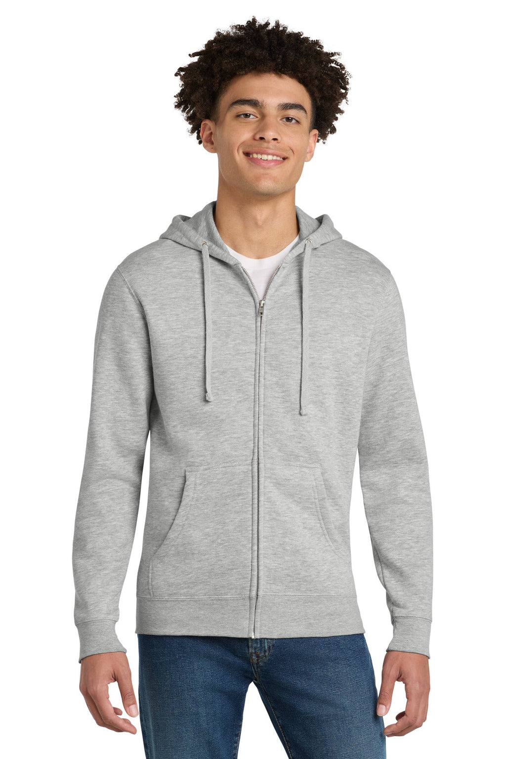 District V.I.T. Fleece Full-Zip Hoodie DT6102 in Light Heather Grey