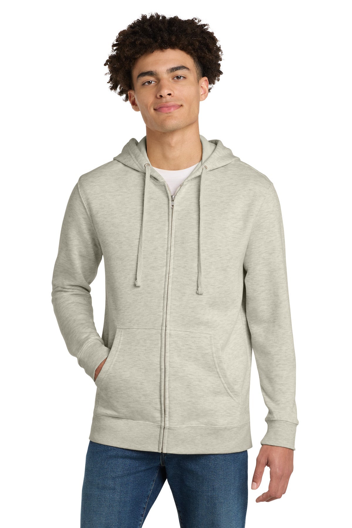District V.I.T. Fleece Full-Zip Hoodie DT6102 in Oatmeal Heather