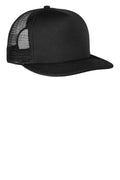 District Flat Bill Snapback Trucker Cap. DT624 - Black