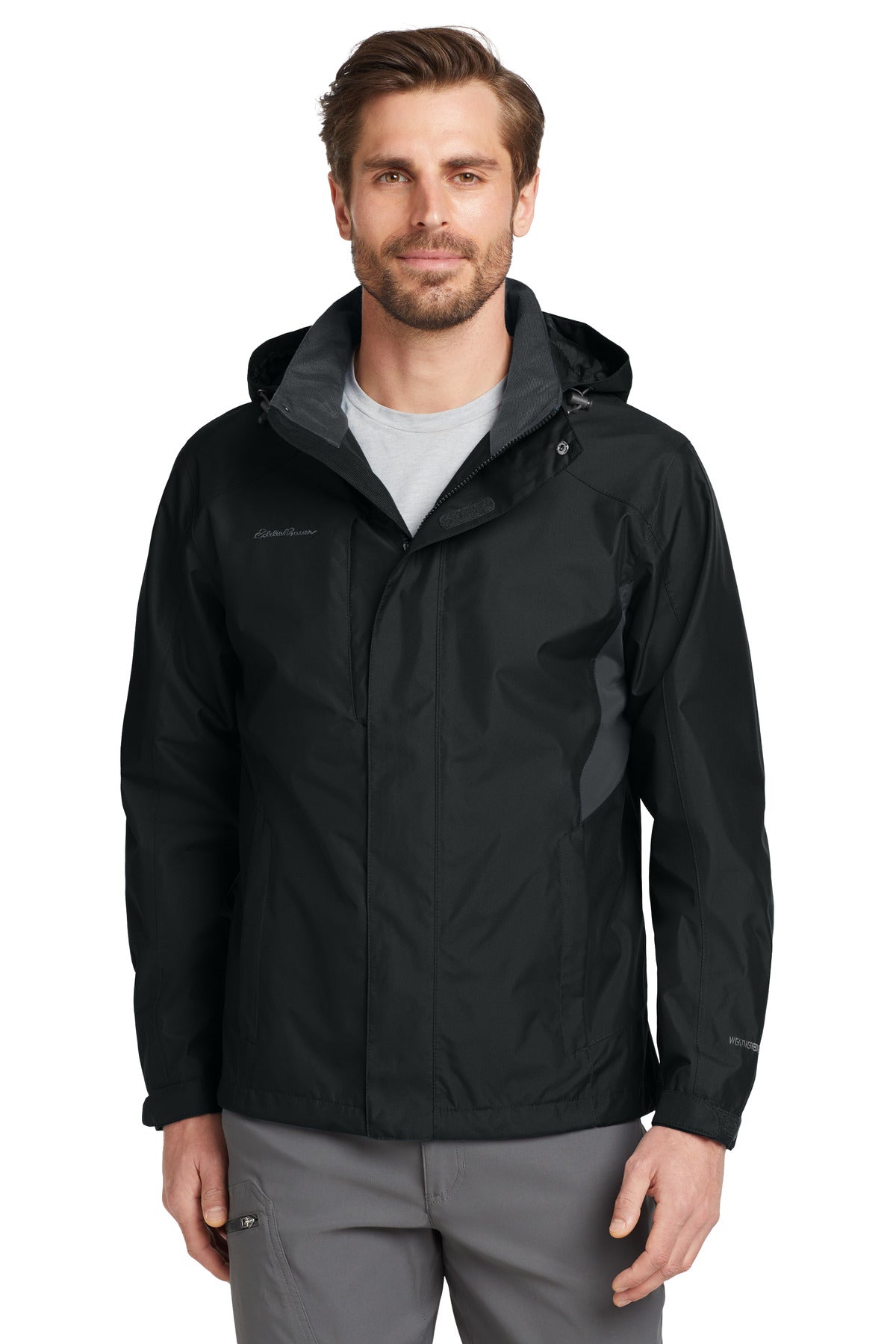 Eddie Bauer Rain Jacket. EB550 - Black/Steel Grey