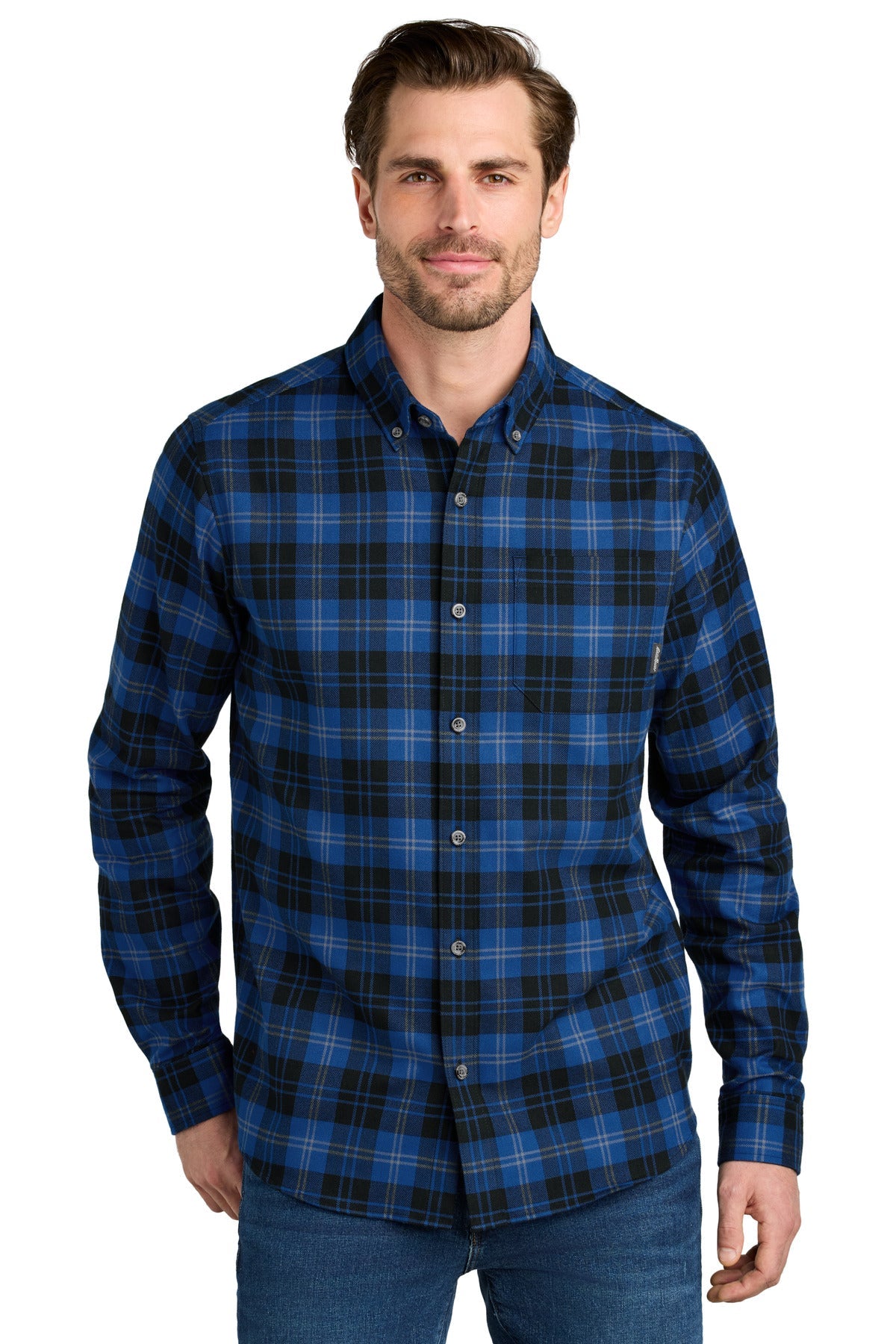 Eddie Bauer Long Sleeve Favorite Flannel Plaid Shirt EB610 - Cobalt Tartan