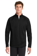 Sport-Tek Sport-Wick Fleece 1/4-Zip Pullover F243 in Black/ Silver
