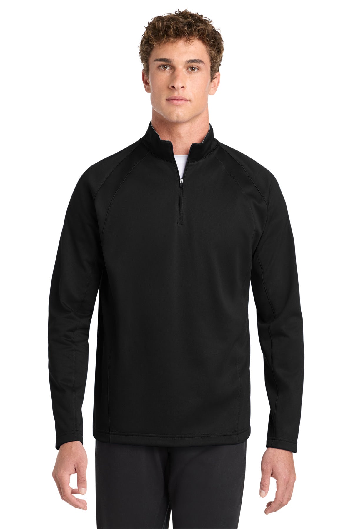 Sport-Tek Sport-Wick Fleece 1/4-Zip Pullover F243 in Black/ Silver