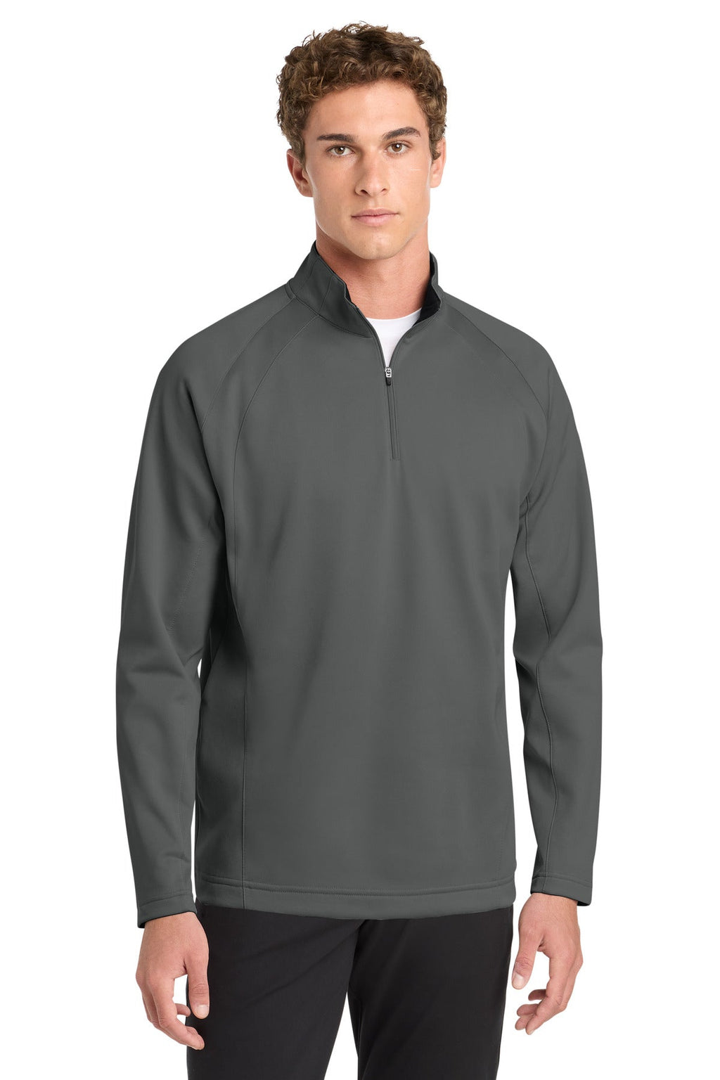 Sport-Tek Sport-Wick Fleece 1/4-Zip Pullover F243 in Dark Smoke Grey/ Black