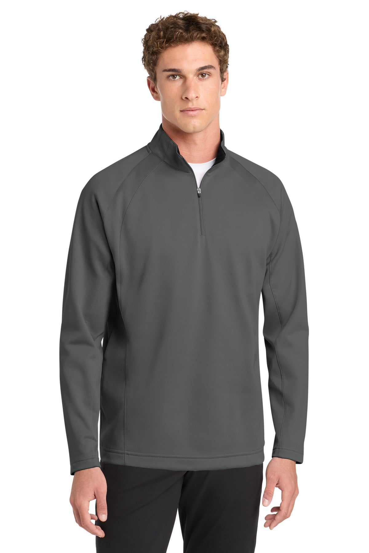 Sport-Tek Sport-Wick Fleece 1/4-Zip Pullover F243 in Dark Smoke Grey/ Black