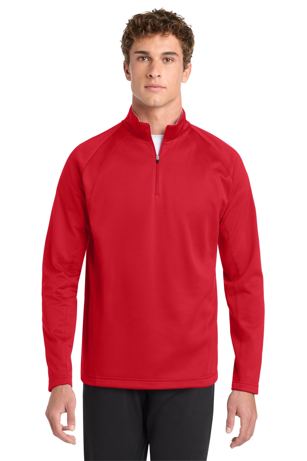 Sport-Tek Sport-Wick Fleece 1/4-Zip Pullover F243 in Deep Red/ Silver