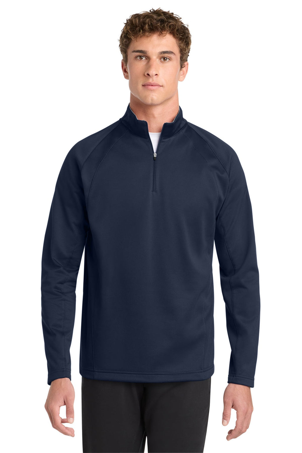 Sport-Tek Sport-Wick Fleece 1/4-Zip Pullover F243 in Navy/ Silver