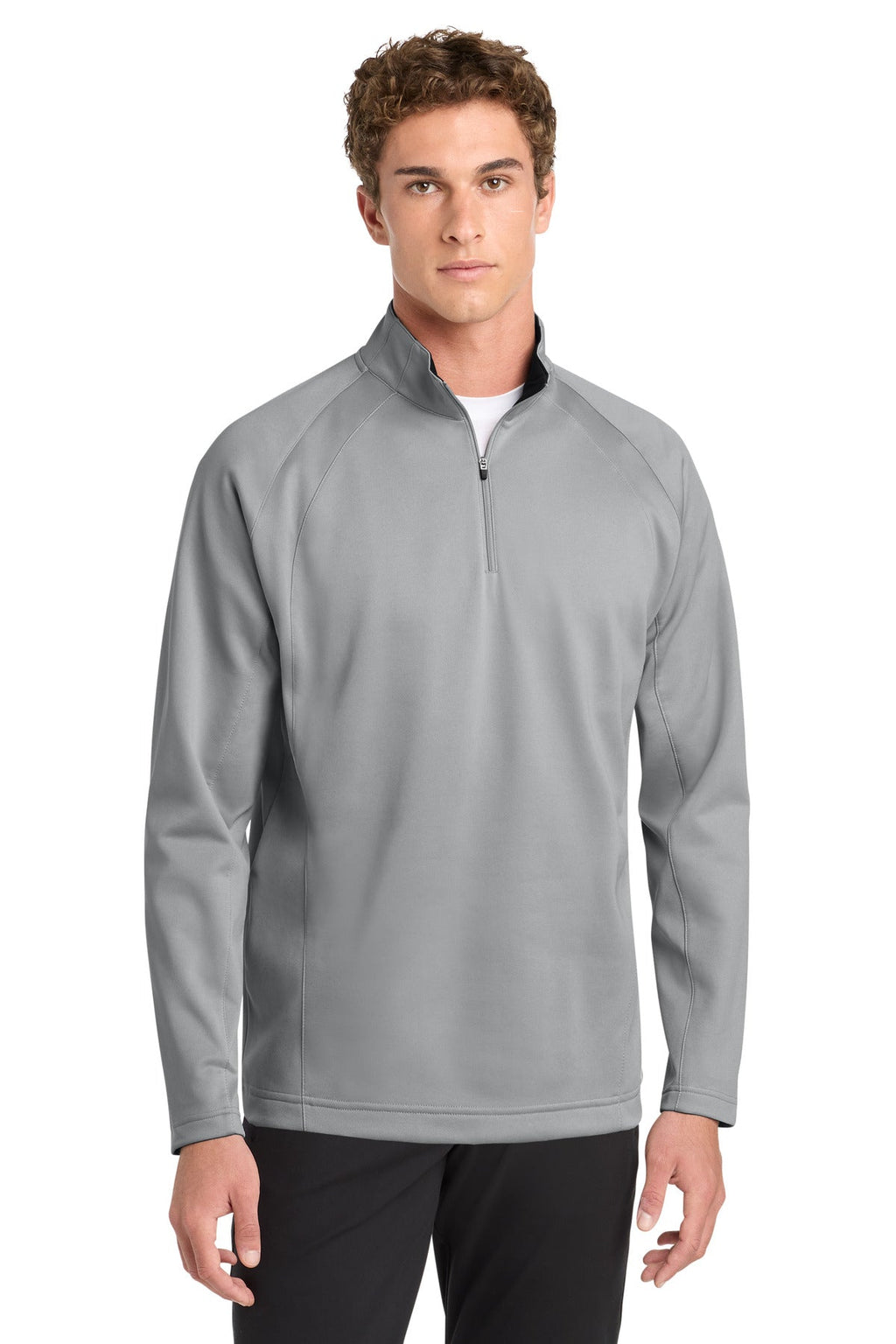 Sport-Tek Sport-Wick Fleece 1/4-Zip Pullover F243 in Silver/ Black