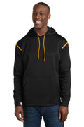 Sport-Tek Tech Fleece Colorblock Hooded Sweatshirt F246 in Black/ Gold
