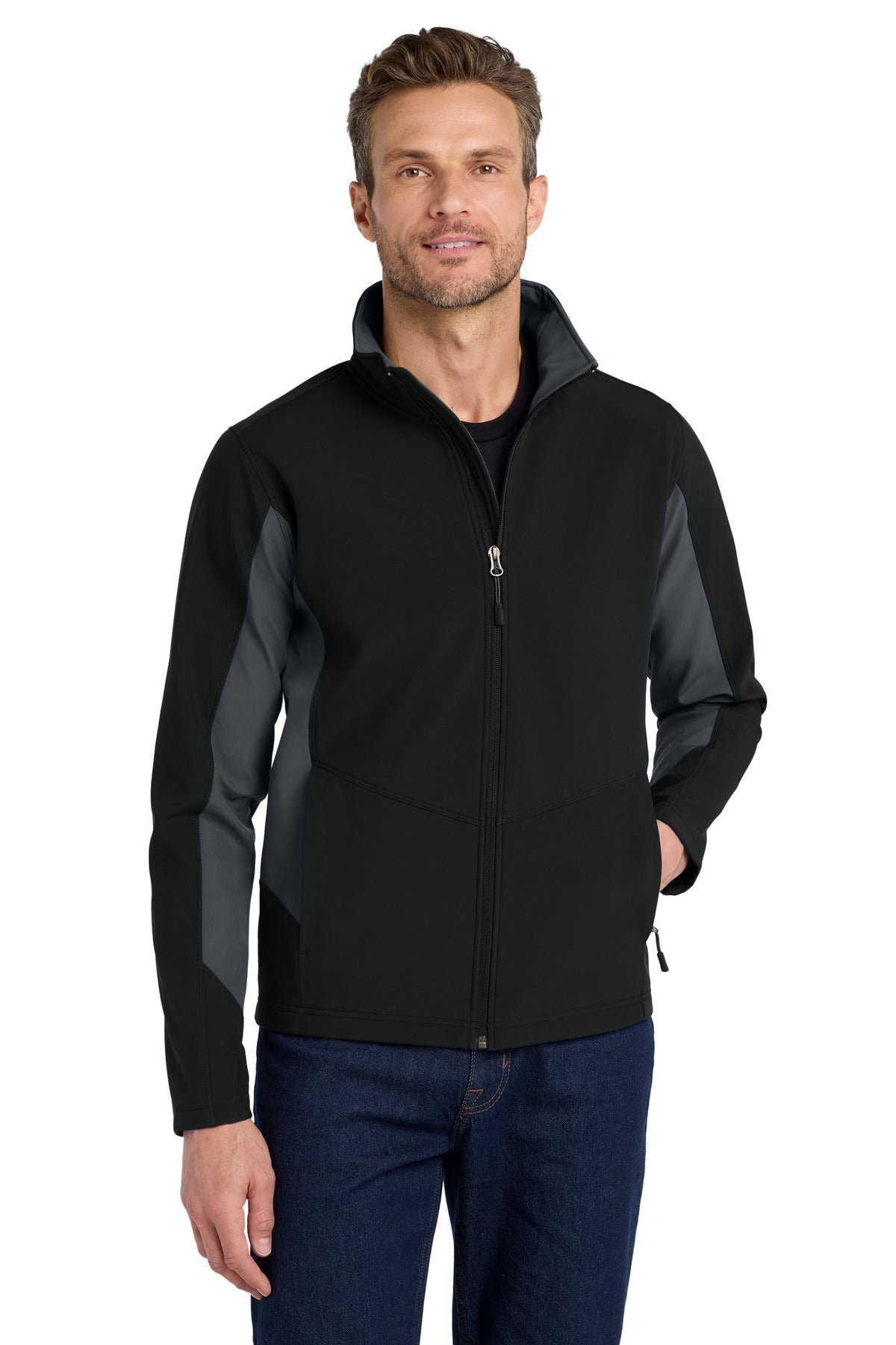 Port Authority Core Colorblock Soft Shell Jacket. J318 - Black/Battleship Grey