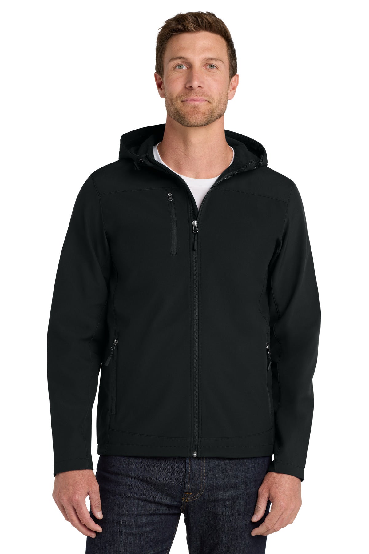 Port Authority Hooded Core Soft Shell Jacket. J335 - Black