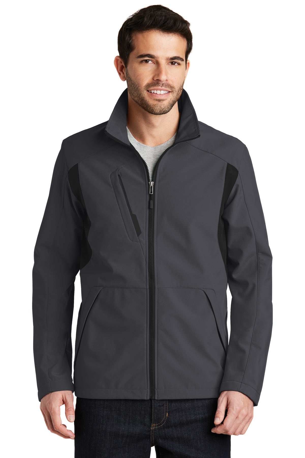 Port Authority Back-Block Soft Shell Jacket. J336 - Battleship Grey/Black