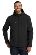 Port Authority Textured Hooded Soft Shell Jacket. J706 - Black