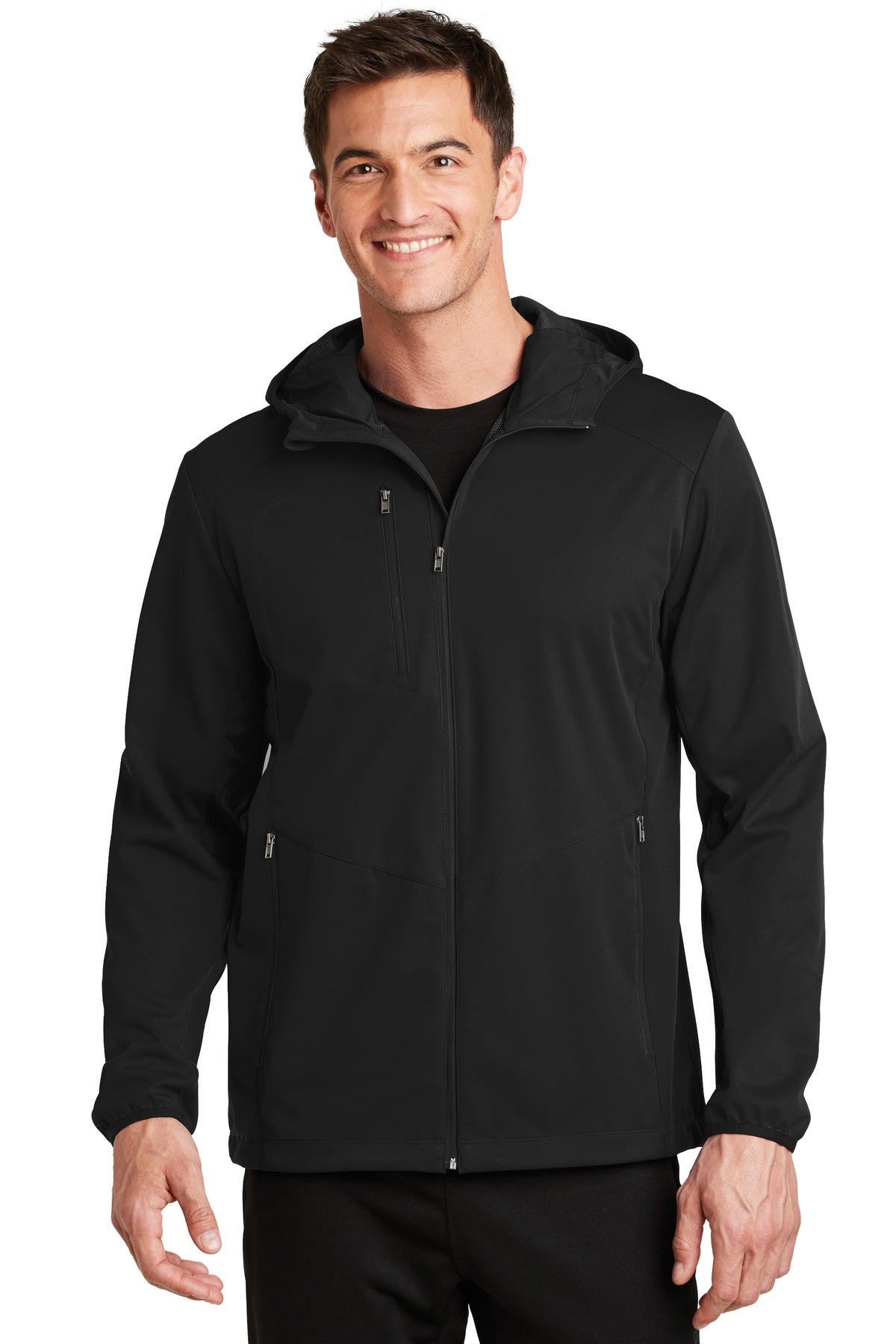 Port Authority Active Hooded Soft Shell Jacket. J719 - Deep Black