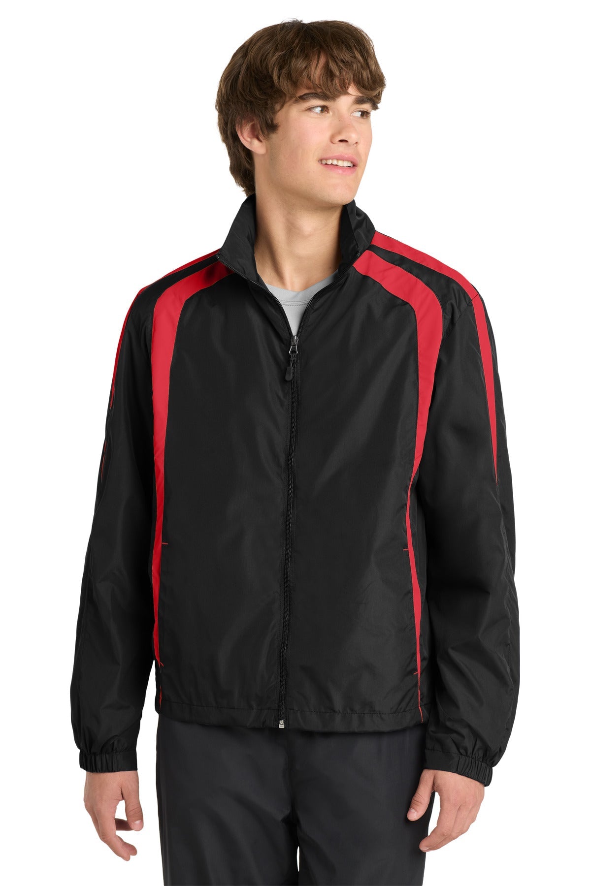 Sport-Tek Colorblock Raglan Jacket. JST60 - Black/True Red