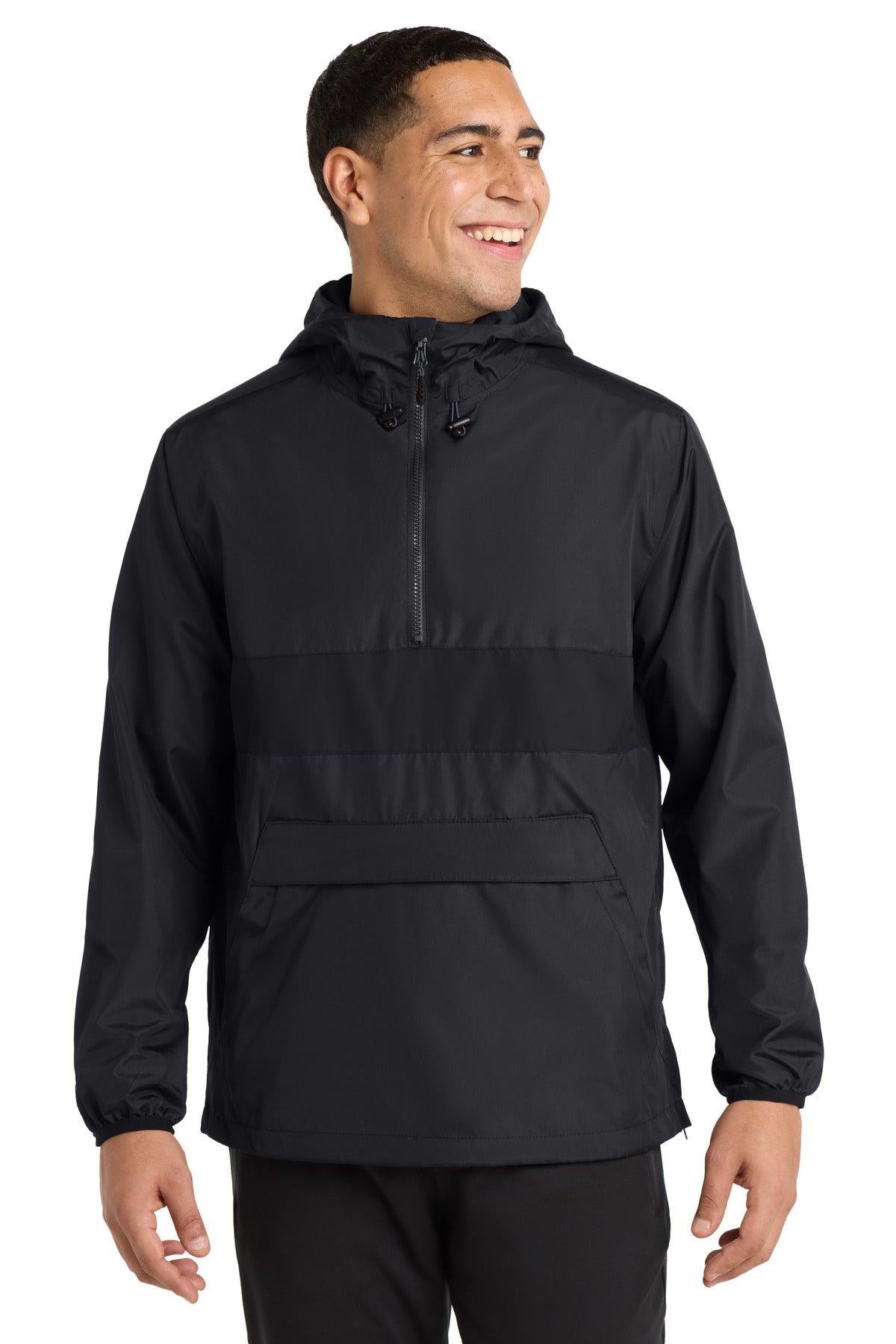 Sport-Tek Zipped Pocket Anorak. JST65 - Black/Black