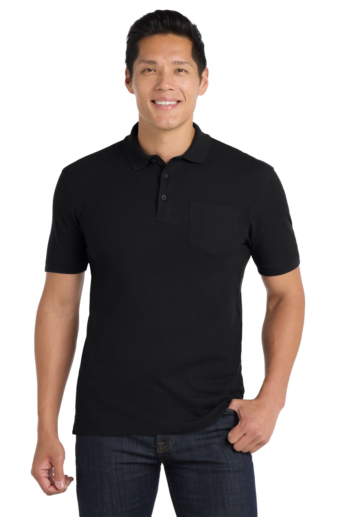 Port Authority Core Classic Pique Pocket Polo. K100P - Deep Black