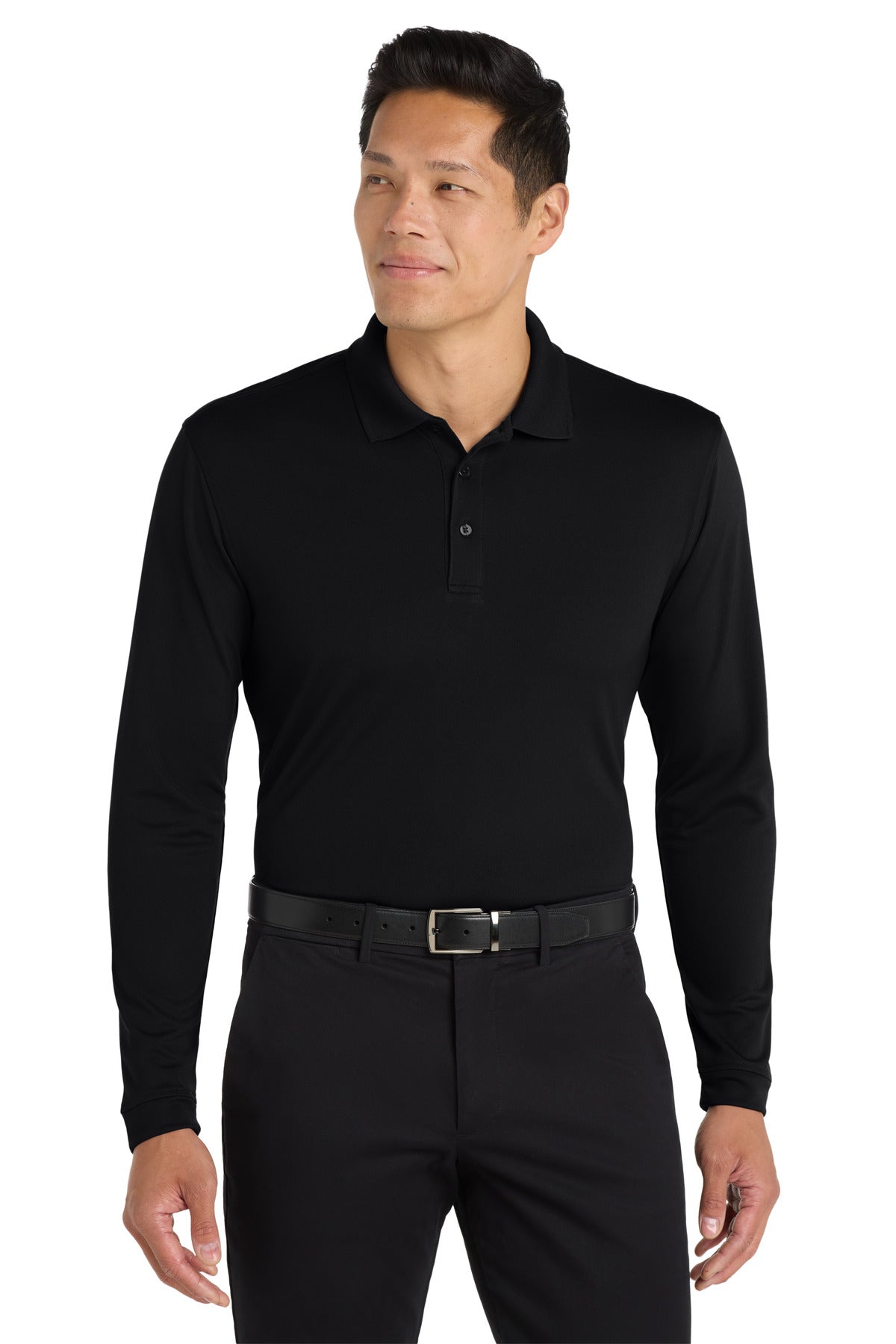 Port Authority Dry Zone UV Micro-Mesh Long Sleeve Polo K110LS - Deep Black