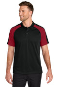 Port Authority Wearever Performance Pique Colorblock Polo K247 - Deep Black/Rich Red