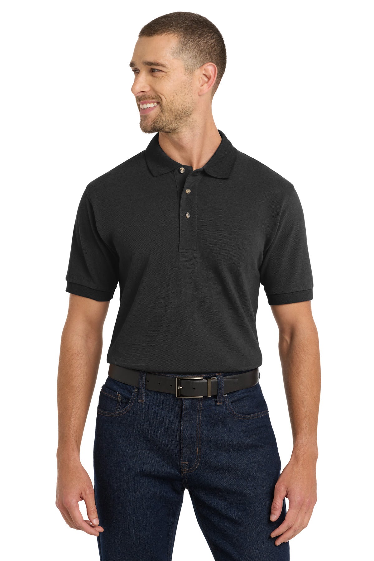 Port Authority Heavyweight Cotton Pique Polo. K420 - Black
