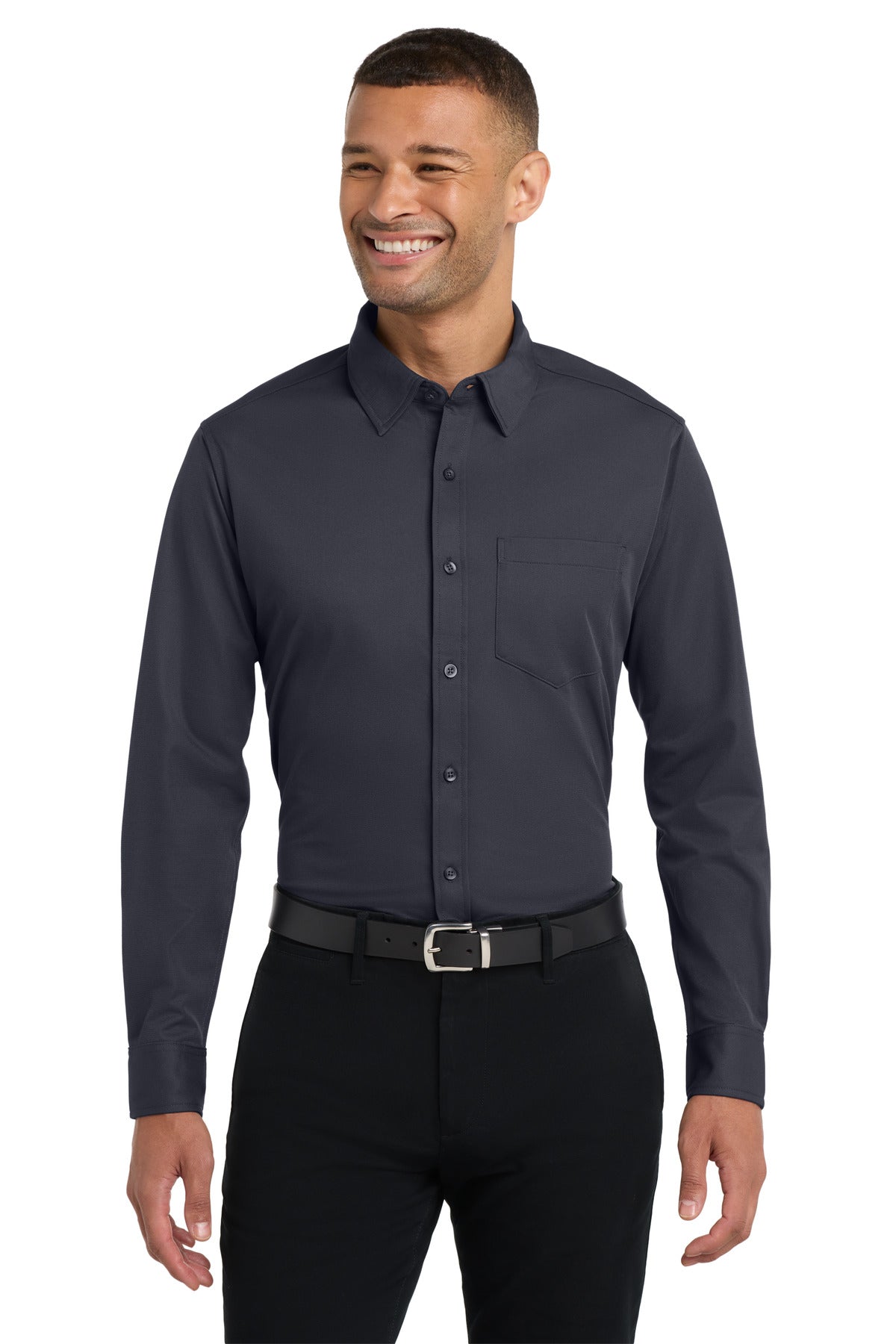 Port Authority Dimension Knit Dress Shirt. K570 - Battleship Grey