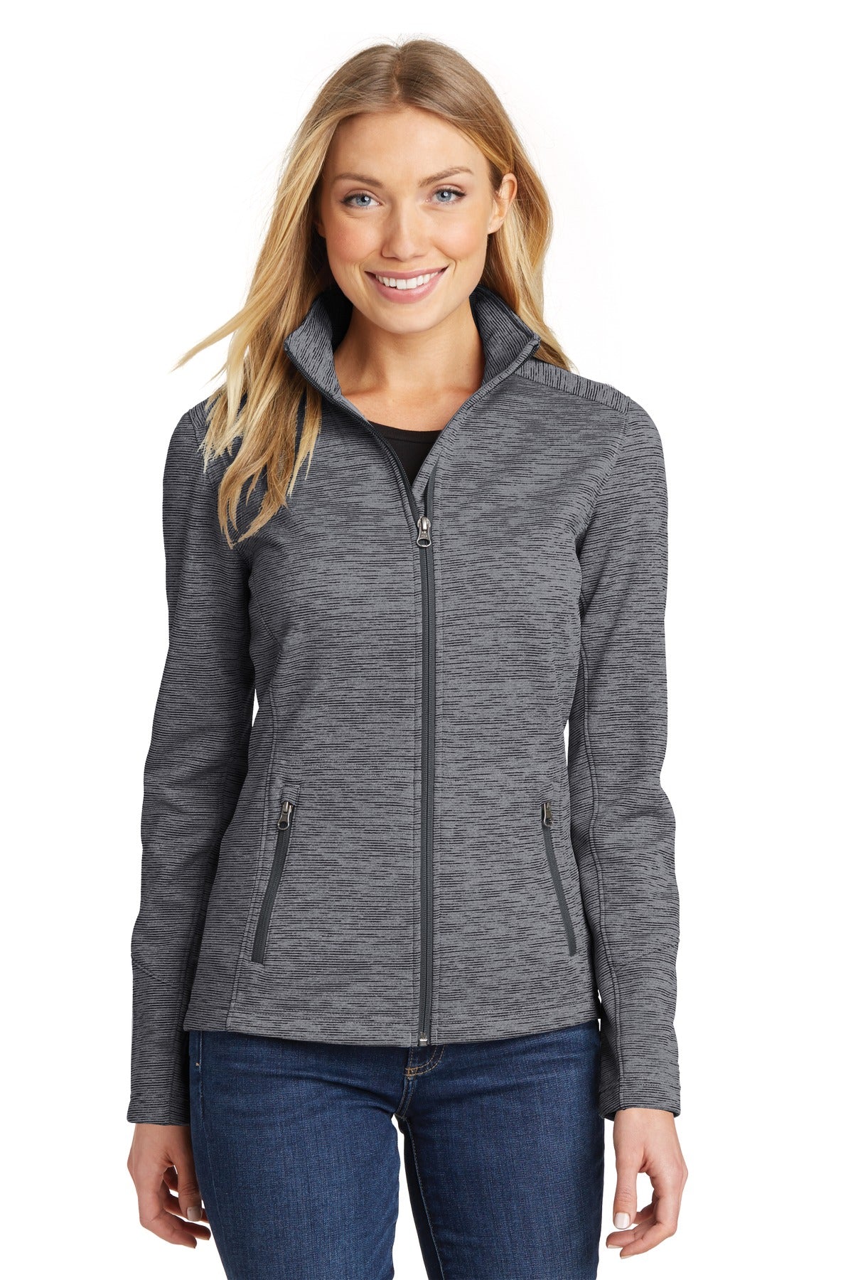Port Authority Women's Digi Stripe Fleece Jacket. L231 - Black