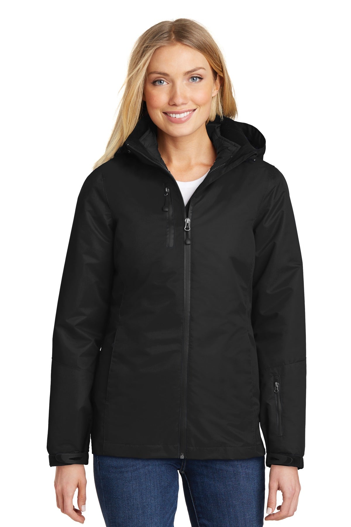 Port Authority Women's Vortex Waterproof 3-in-1 Jacket. L332 - Black/Black