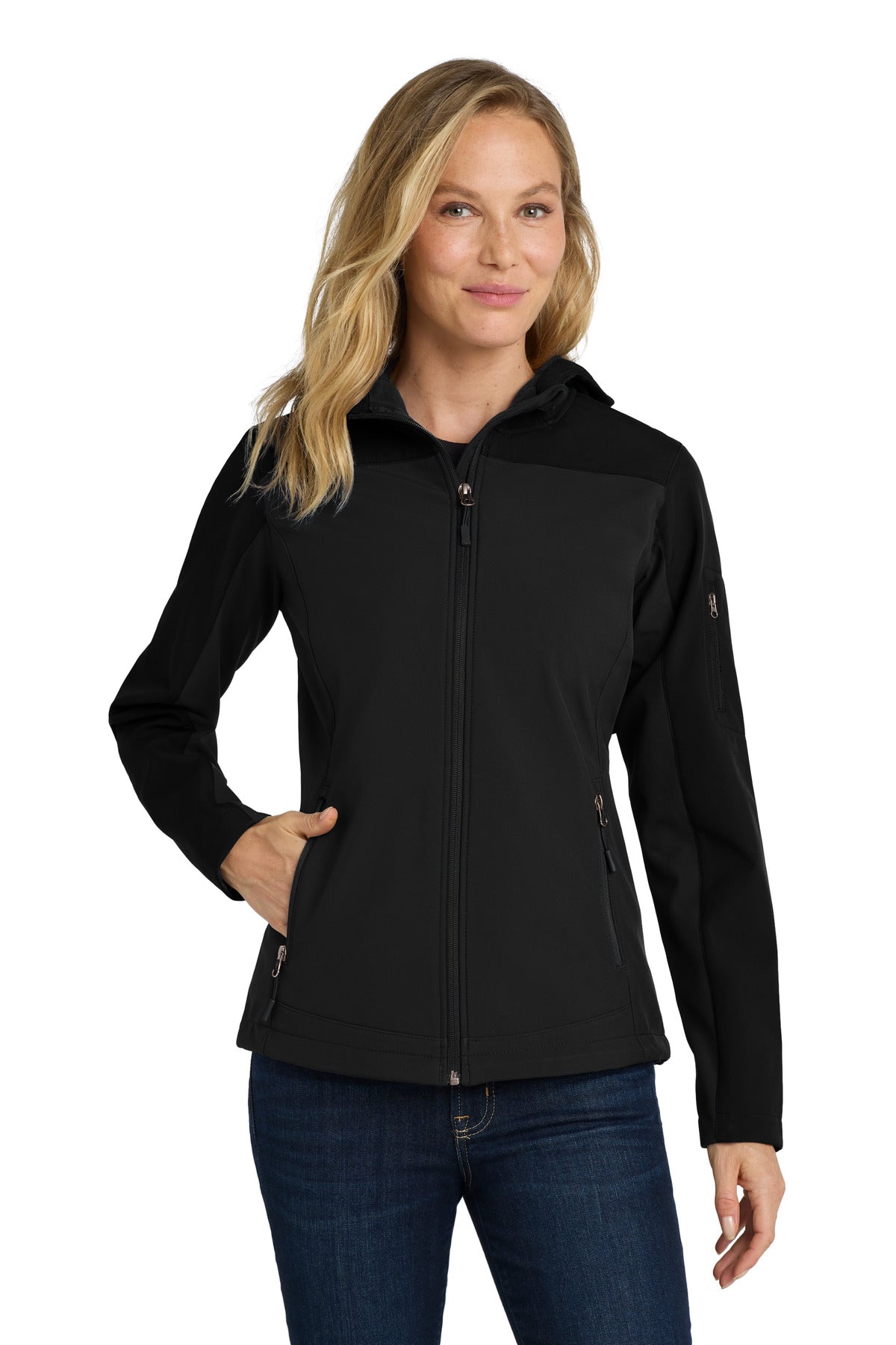 Port Authority Women's Hooded Core Soft Shell Jacket. L335 - Black