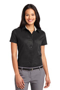 Port Authority Women's Short Sleeve Easy Care Shirt. L508 - Black/Light Stone