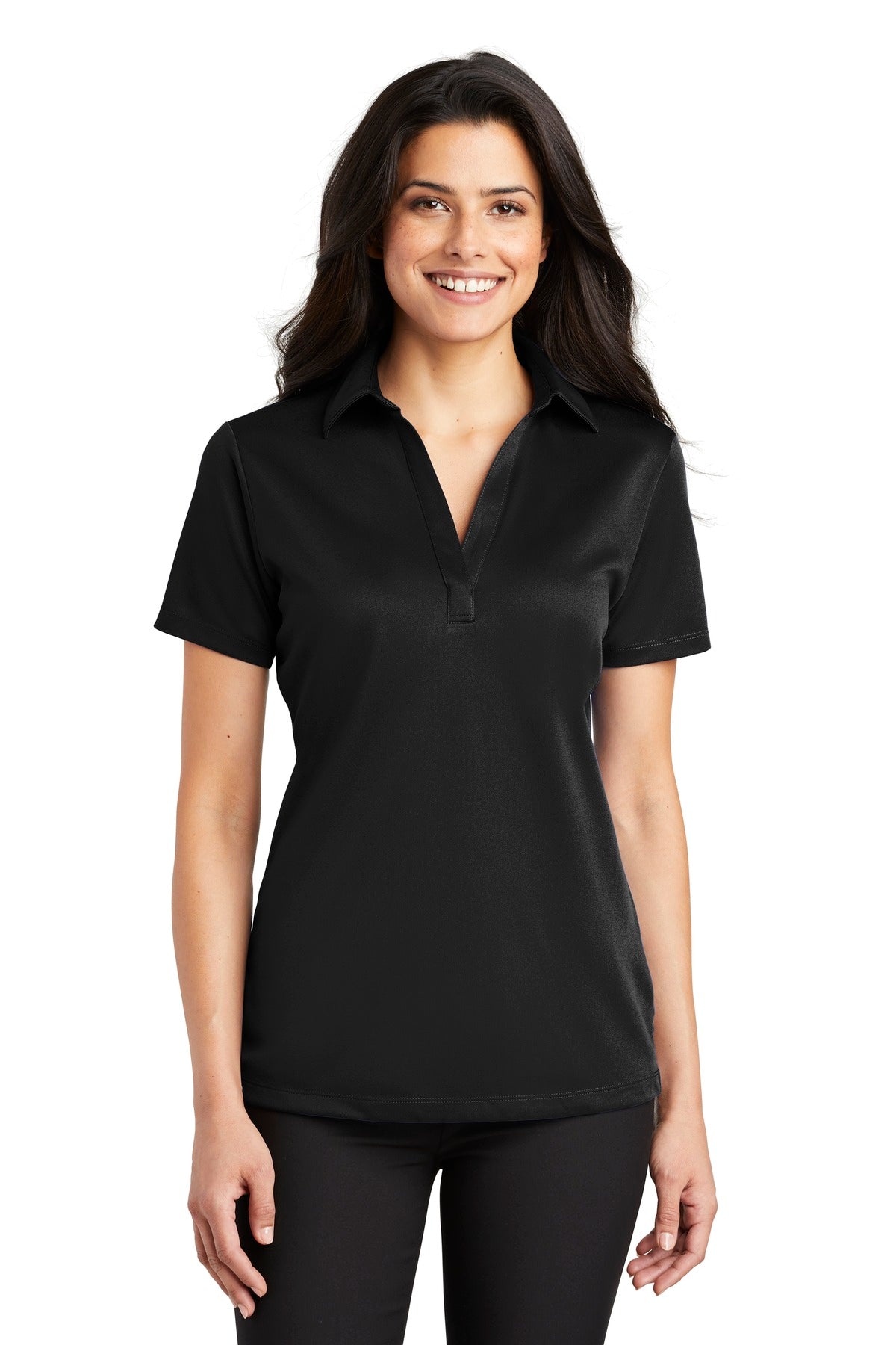 Port Authority Women's Silk Touch Performance Polo. L540 - Black