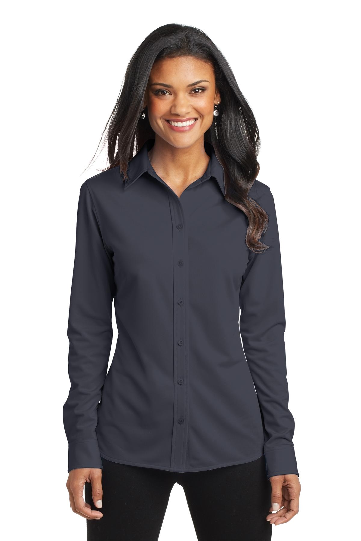 Port Authority Women's Dimension Knit Dress Shirt. L570 - Battleship Grey