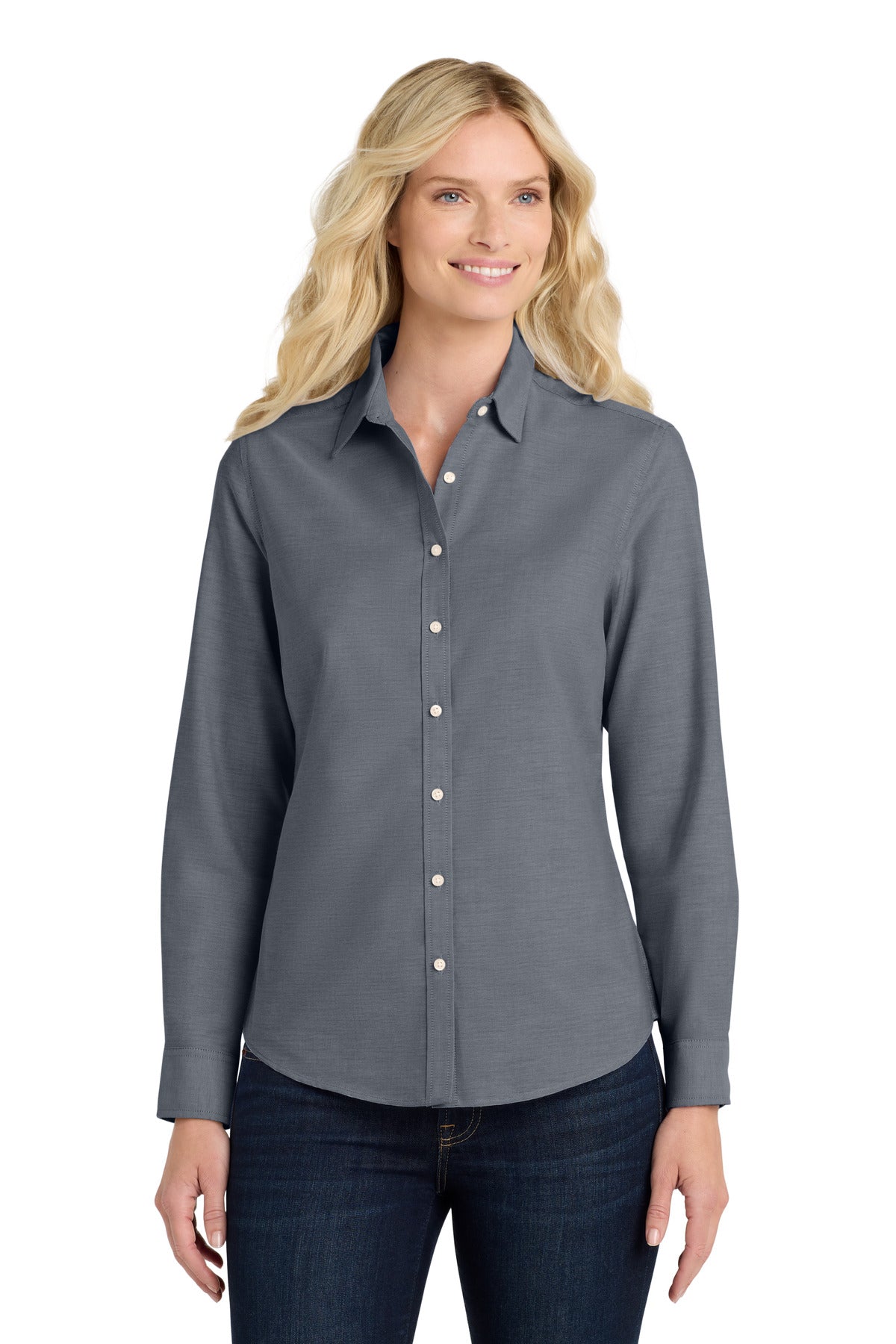 Port Authority Women's SuperPro Oxford Shirt. L658 - Black