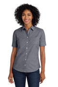 Port Authority Women's Short Sleeve SuperPro Oxford Shirt. L659 - Black