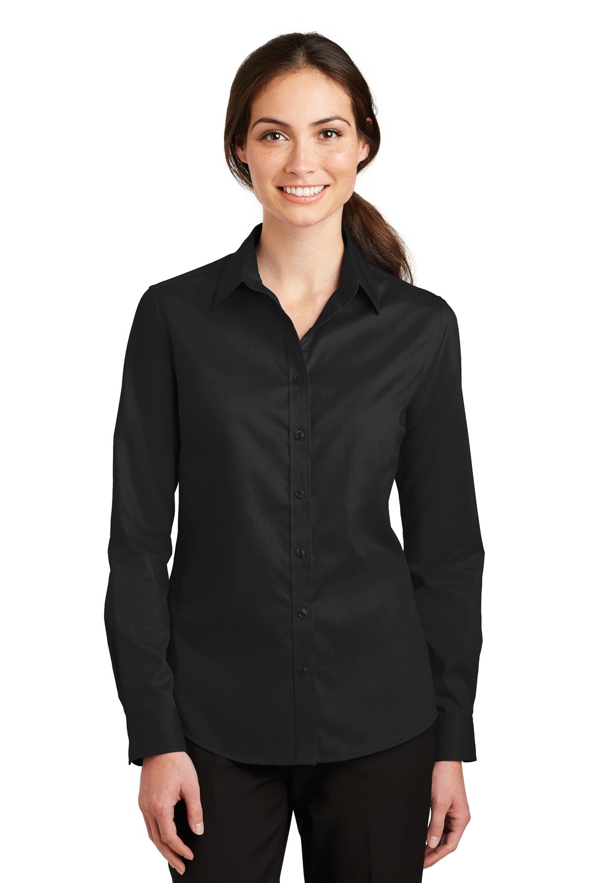 Port Authority Women's SuperPro Twill Shirt. L663 - Black