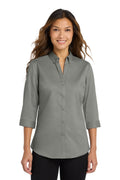 Port Authority Women's 3/4-Sleeve SuperPro Twill Shirt. L665 - Black