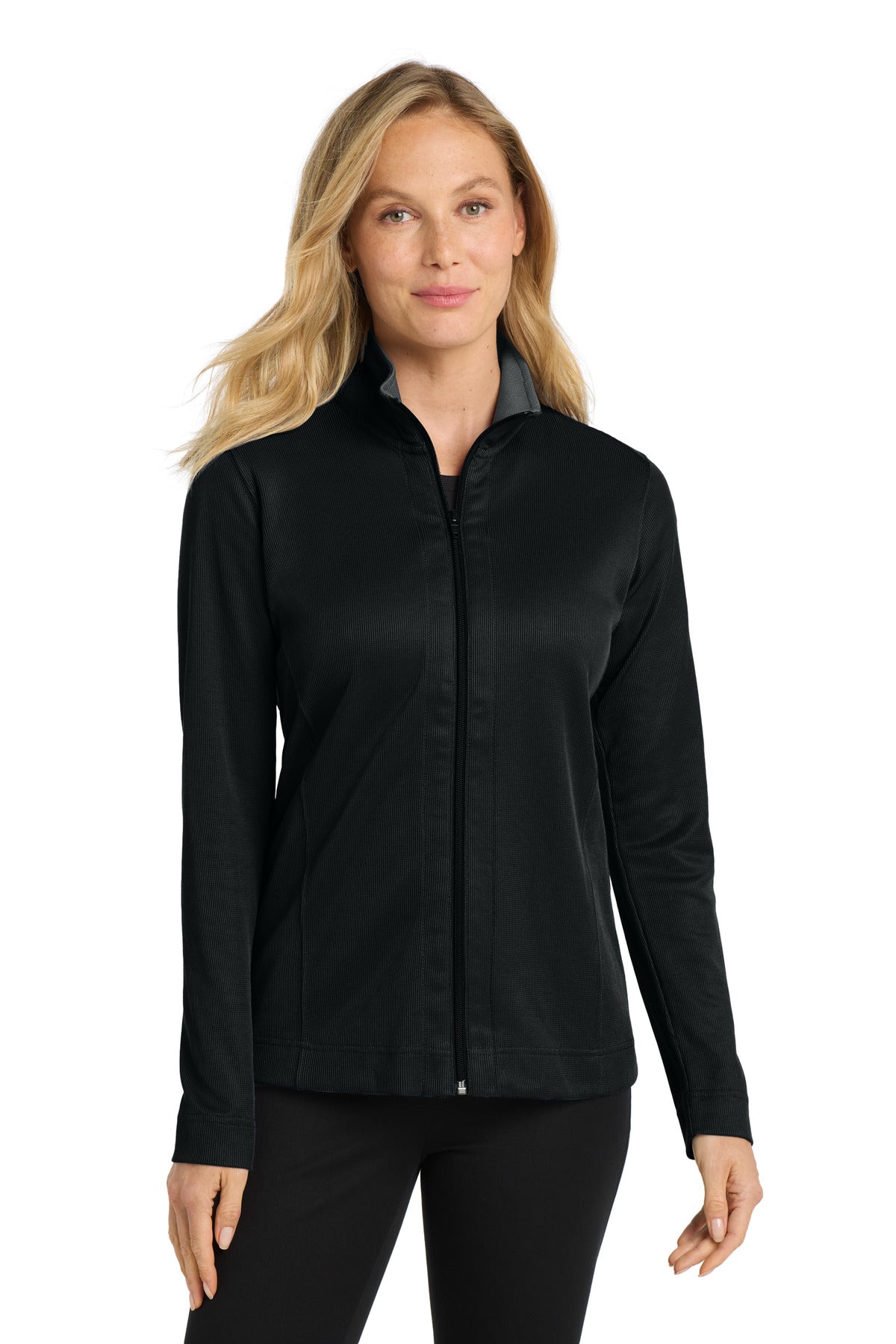 Port Authority Women's Vertical Texture Full-Zip Jacket. L805 - Black/Iron Grey