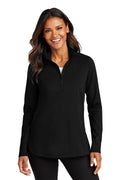 Port Authority Women's C-FREE Double Knit 1/4-Zip LK880 - Deep Black