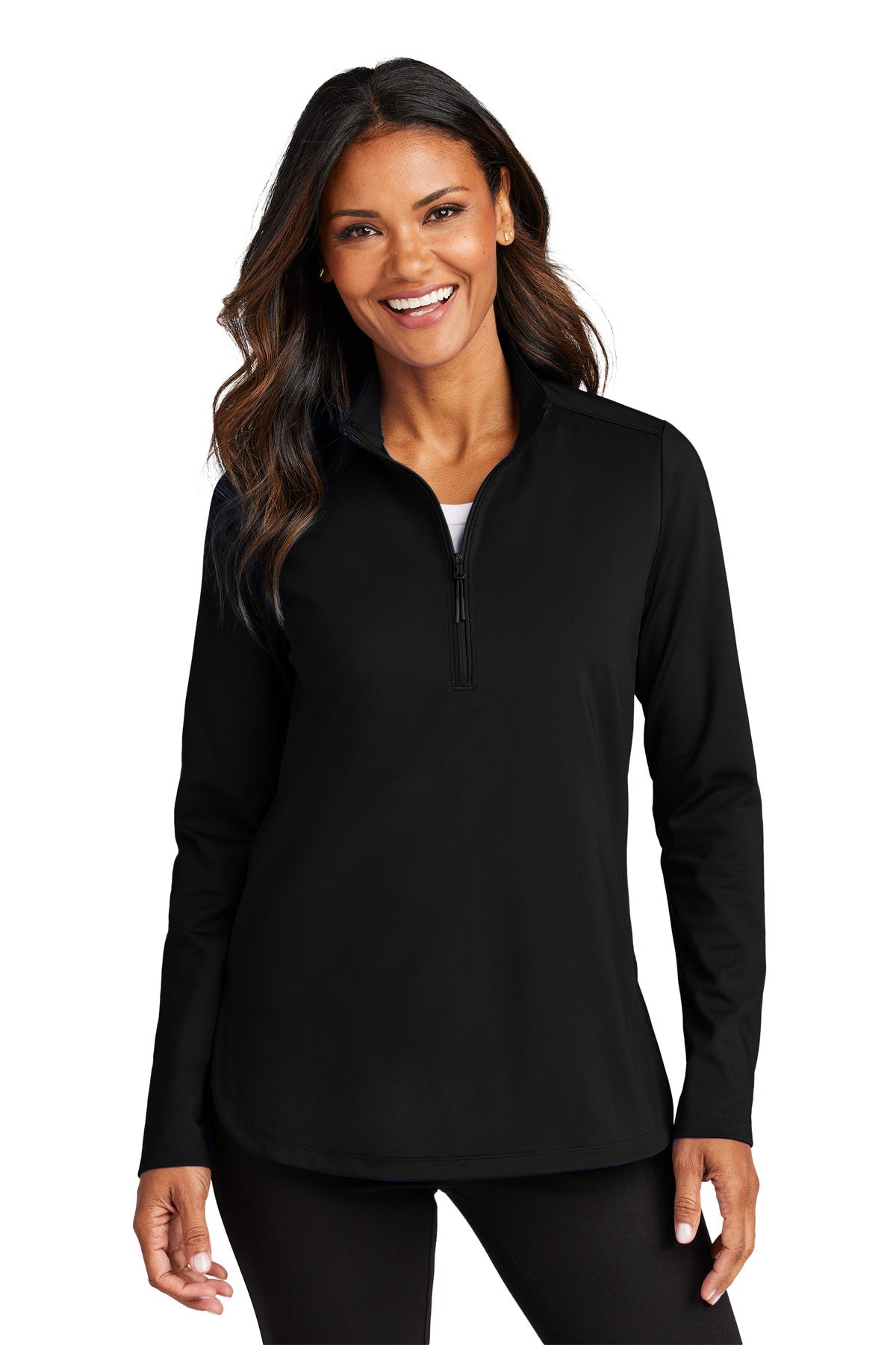 Port Authority Women's C-FREE Double Knit 1/4-Zip LK880 - Deep Black