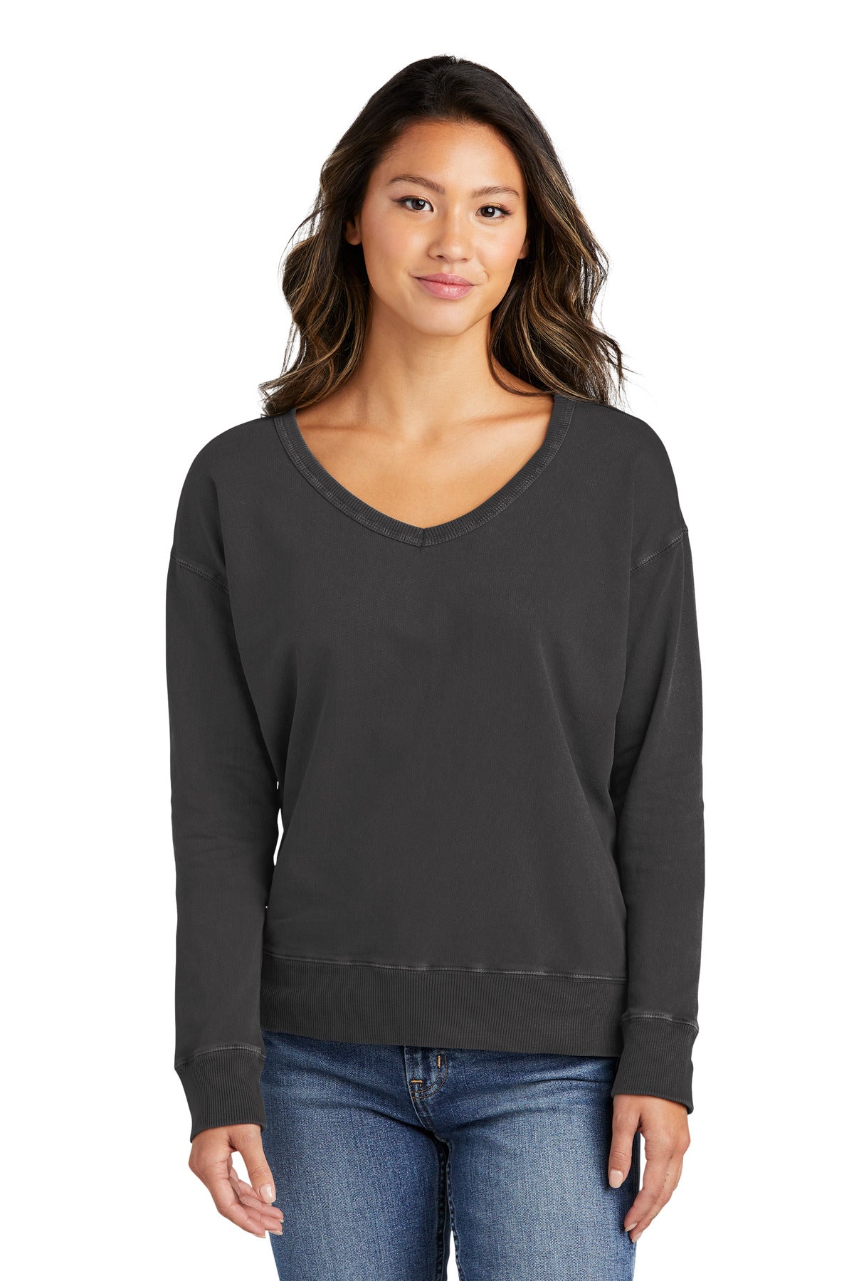 Port & Company  Women's Beach Wash  Garment-Dyed V-Neck Sweatshirt LPC098V