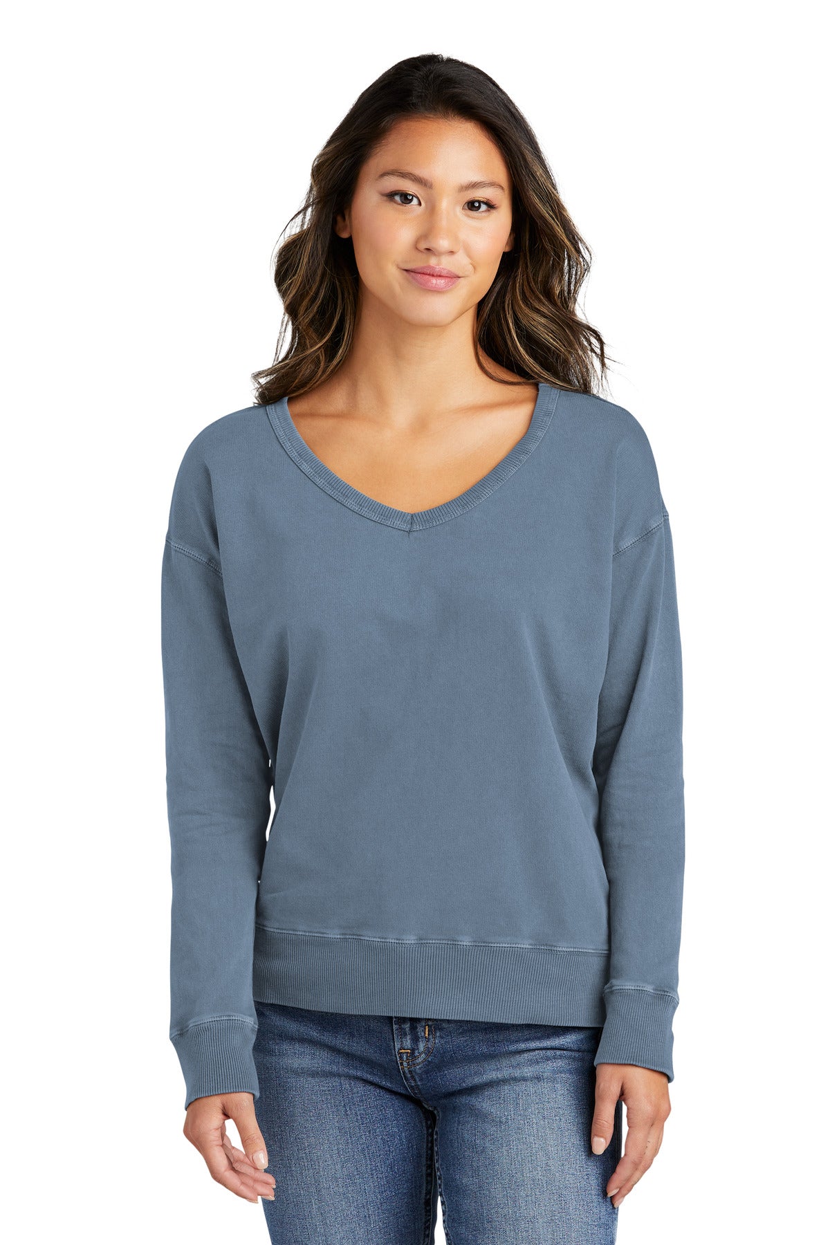 Port & Company  Women's Beach Wash  Garment-Dyed V-Neck Sweatshirt LPC098V