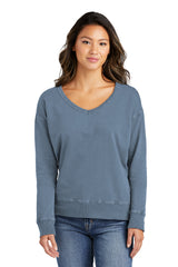 Port & Company  Women's Beach Wash  Garment-Dyed V-Neck Sweatshirt LPC098V