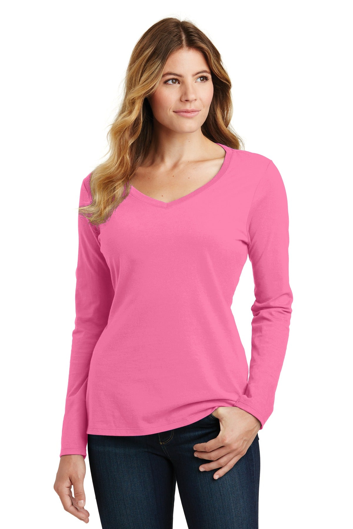 Port & Company  Women's Long Sleeve Fan Favorite V-Neck Tee. LPC450VLS
