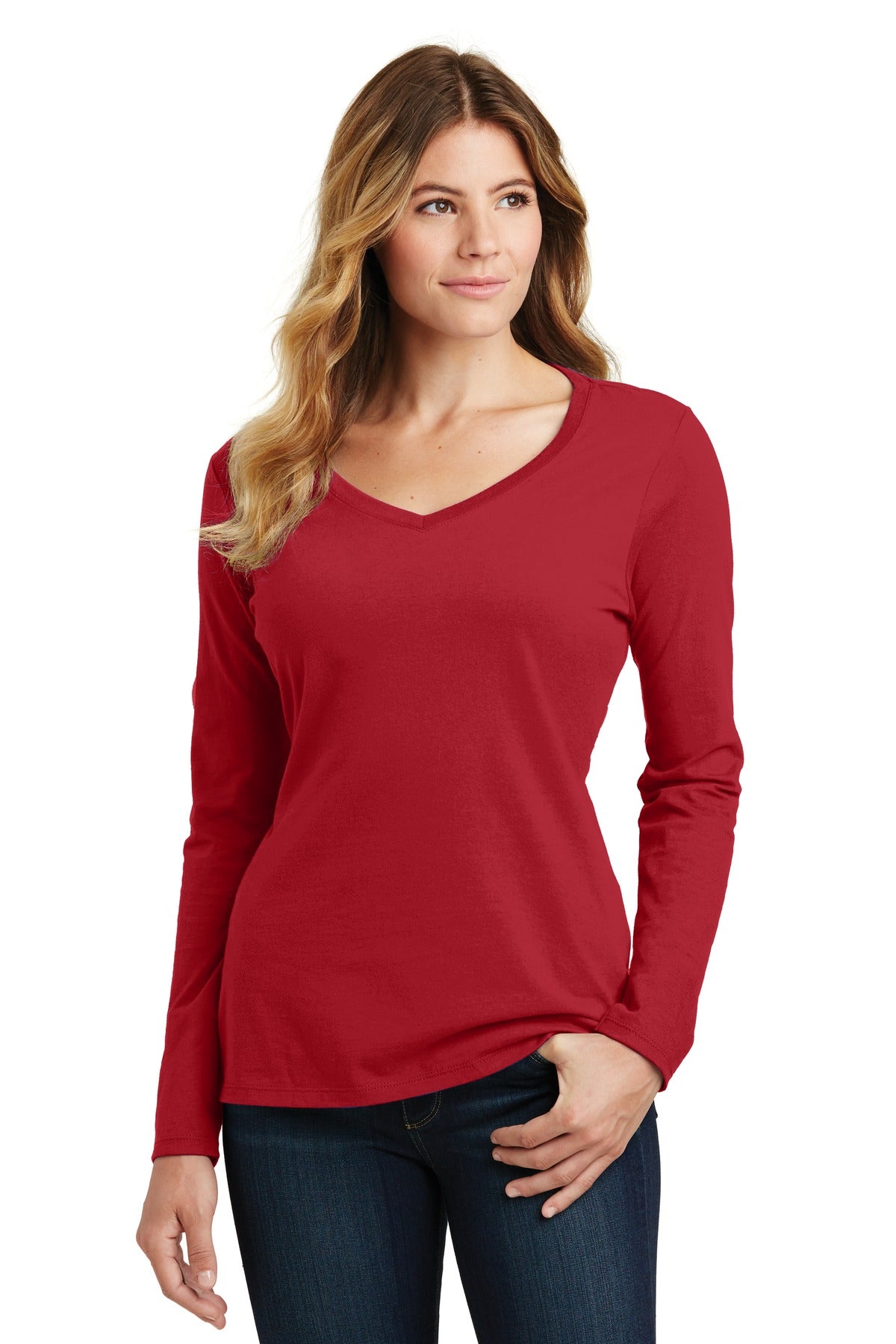 Port & Company  Women's Long Sleeve Fan Favorite V-Neck Tee. LPC450VLS