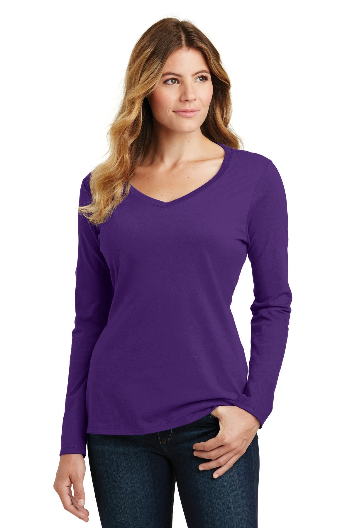 Port & Company  Women's Long Sleeve Fan Favorite V-Neck Tee. LPC450VLS